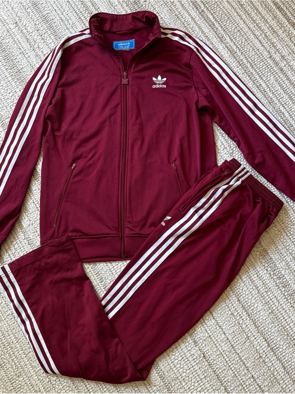 Adidas Originals Maroon Adicolor Classics Firebird Loose Track Suit XL Blue Tag